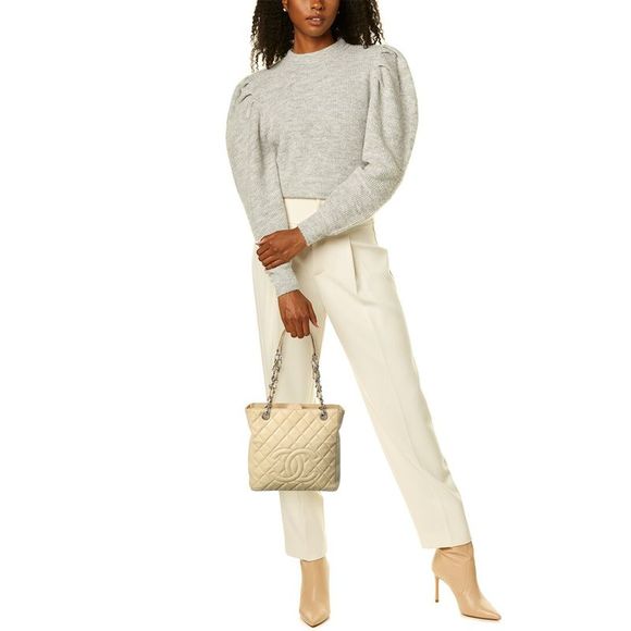 Chanel Beige Quilted Caviar Leather Cc Petite Shopping Tote (Authentic - Picture 5 of 5